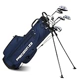 PGM Men's Left-Handed Golf Club Set with 12pcs Clubs - 4 Woods(#1,3,5,4H), 7 Irons(#5,6,7,8,9,PW,SW), and 1 Putter - Golf Stand Bag