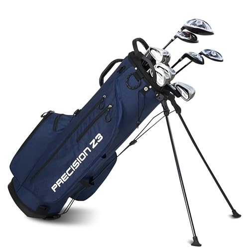 PGM Men's Left-Handed Golf Club Set with 12pcs Clubs - 4 Woods(#1,3,5,4H), 7 Irons(#5,6,7,8,9,PW,SW), and 1 Putter - Golf Stand Bag