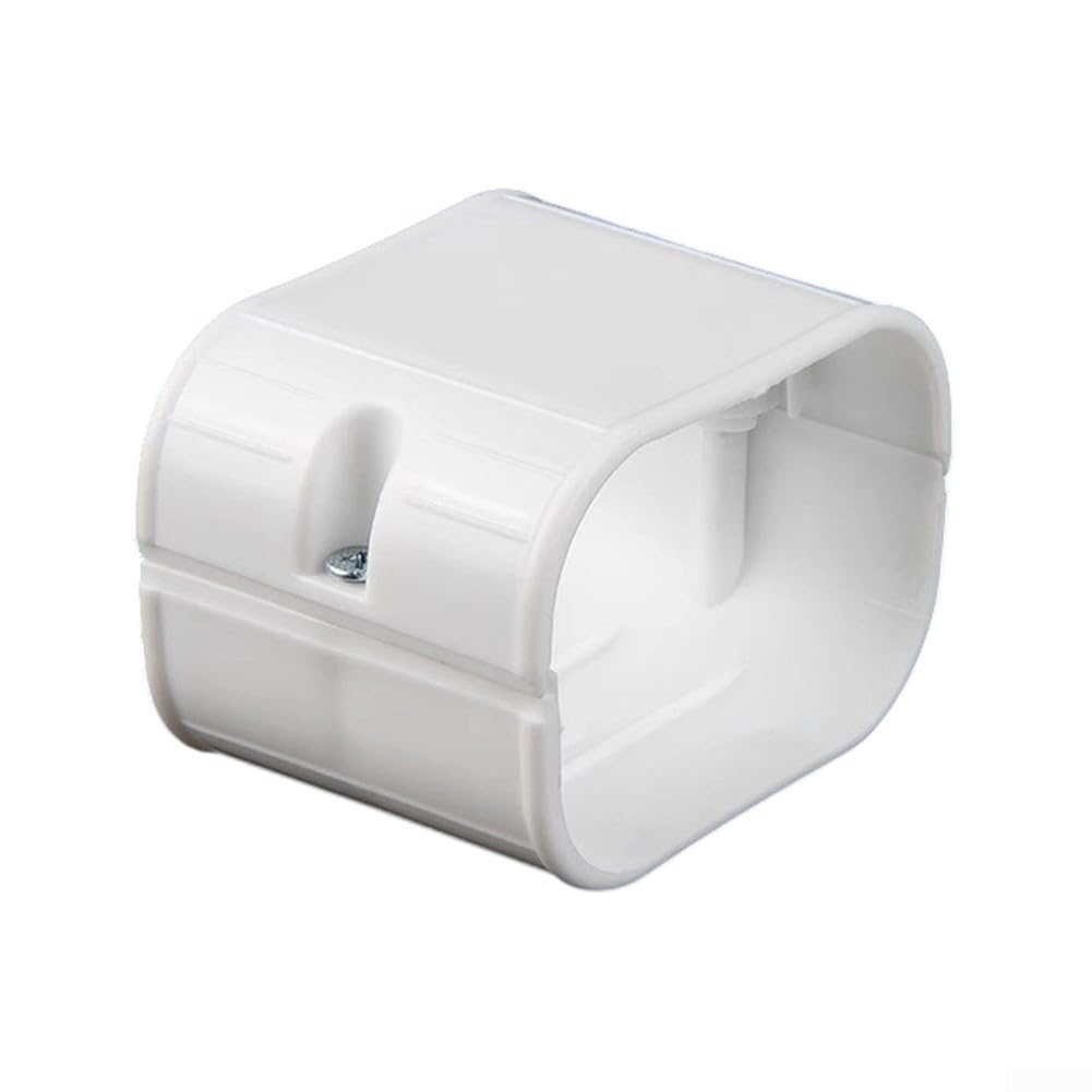 PVC Air Conditioner Line Cover Set, Indoor and Outdoor Decorative Ducting Kit with Straight Pipes Flexible Hose Elbows and Connectors, White 75x65mm(straight connector)