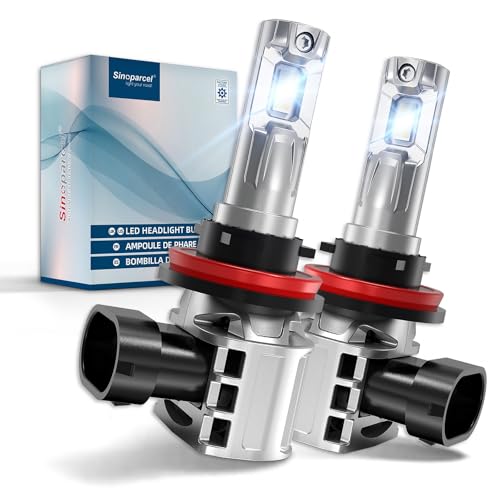 Sinoparcel H11 LED Headlight Bulb Low Beam, H11/H8 Fog Light Bubs or DRL or H9 High Beam, 20000LM/Set 6500K White with cooling fan, Super Bright Conversion Kit, Pack of 2