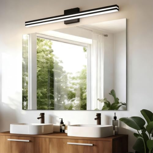Lámpara de espejo baño LED de 60cm en aluminio negro con luz neutra para tocador moderno