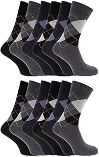 Hi Fashionz 12 Pairs Smart Mens Socks, Breathable Plain & Striped Pattered Socks Men Suitable for Work & Casual Wear, Comfortable & Durable Men's Dress Sock 6-11 UK