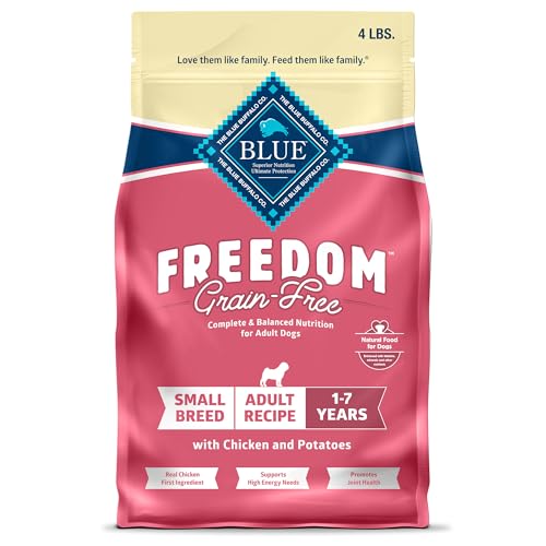 Blue Buffalo Freedom Grain-Free Small Breed Dry Dog Food, Supports High Energy Needs, Made in the USA With Natural Ingredients, Chicken & Potatoes, 4-lb Bag