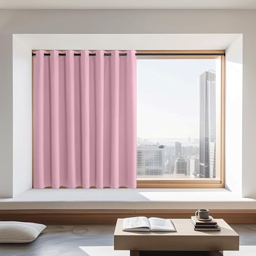 NICETOWN Blackout Curtains 72 inches Long, Grommet Privacy Window Treatment Thermal Insulated Room Darkening Sliding Glass Door Drape for Bedroom Living Room, 1 Panel, W100 x L72, Rouge Pink