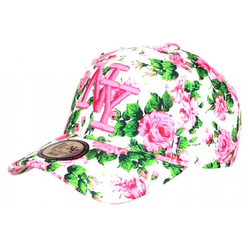 Casquette enfant fleurs roses NY pour les vacances au soleil