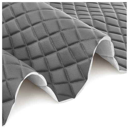 Piel sintética Impermeable, Cuero sintético Acolchado Vinilo PVC Tela de Cuero Polipiel Impermeable Imitación automotriz, Techo Interior, tapicería de Muebles(Dark grey,1.6X4m)