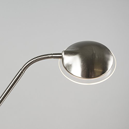 Qazqa eva - LED Dimmerabile Lampada da terra da lettura dimmer incluso Moderno - 1 luce - Ø 230 mm - Acciaio - Moderno - Soggiorno I Camera da letto