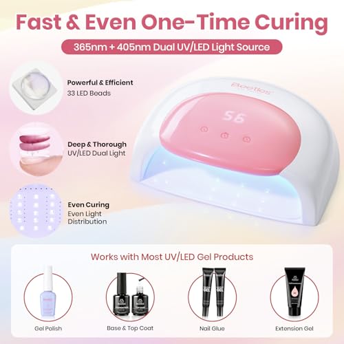Image of Beetles UV Nail Lamp, Candy White Gel Nail Light with 3 Timer 30 /60 /90s and Countdown Display LED Nails Lamps for Gel Polish Smart Sensor Larger Space Nails Dryer Flash Cure DIY Tools Gifts for Women