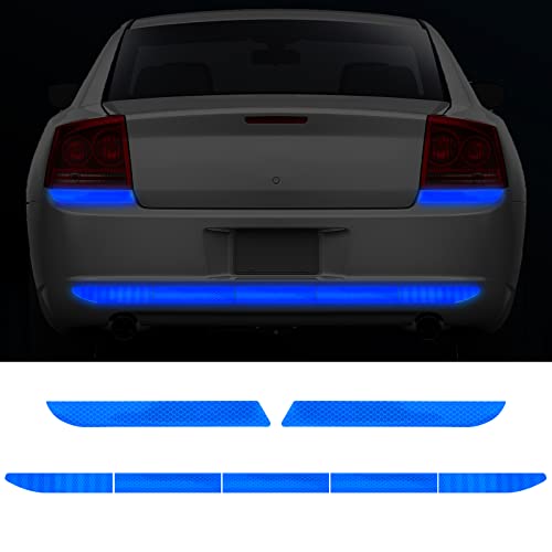 Frienda 7 Pcs Auto Strong Reflective Stickers Includes Car Bumper Reflective Stickers Car Trunk Mirror Decals Night Visibility Waterproof Self Adhesive Decals for Safety(Blue)