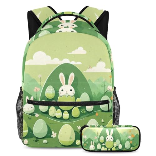 Sac à dos œuf de lapin vert pour le collège et les sorties de Pâques
