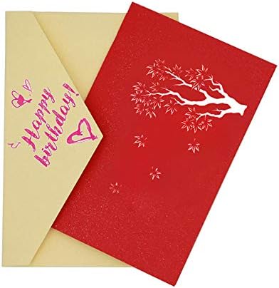 Meiyaa 3D Blossom Pop Up Tree Cards Valentines Day Card Anniversary Card Best Gift for for Merry Christmas/Birthday/Valentines Day (C)