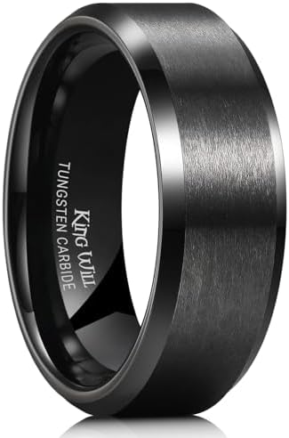 King Will BASIC 4mm/6mm/7mm/8mm/10mm Tungsten Wedding Band, Black...