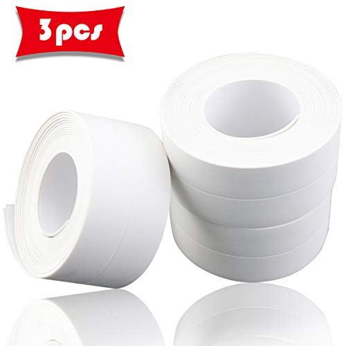 Oopsu 3 Pack 1-1/2" x 11' White Caulk Strip Tub Caulking Tape Self-Adhesive