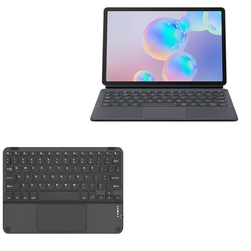 BoxWave Keyboard Compatible with Samsung Galaxy Tab S6 - SlimKeys Bluetooth Keyboard with Trackpad, Portable Slim TouchPad - Jet Black