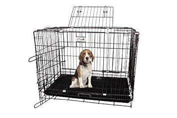 Dog Trust Poweder Coated Iron Cage with Removable Tray for Dog 18 Inch- Black