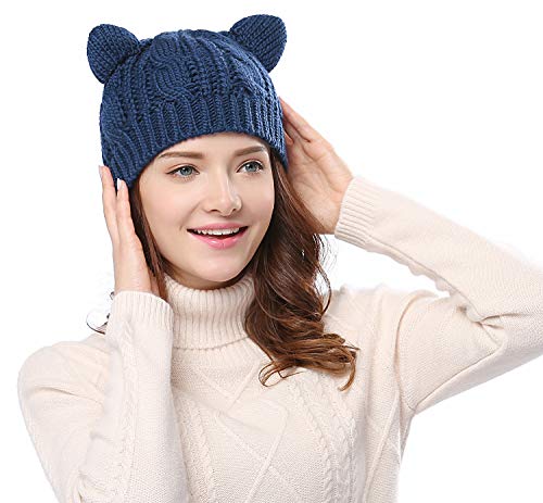 Bellady Women's Hat Cat Ear Crochet Braided Knit Caps3