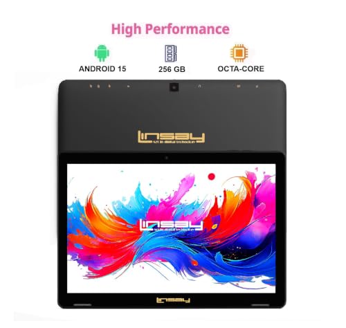 Image of LINSAY 10.1 inch Octa Core Android 15 Tablet with Ocean Marble Case