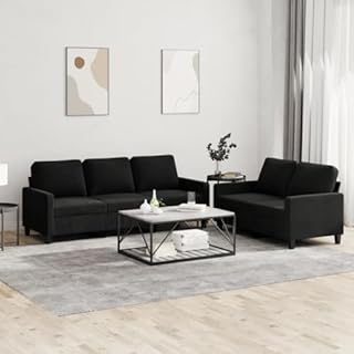 vidaXL Ensemble de Canapés avec Coussins 2 pcs, Canapés avec Accoudoirs, Ensemble de Meubles, Mobilier de Salon, Moderne, Noir Velours