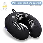 Black Travel Neck Pillow Memory Foam Airplane Pillow for Neck and Head Support Soft Portable U Shape Neck Pillow for Plane, Car & Home Office Use - Image 5