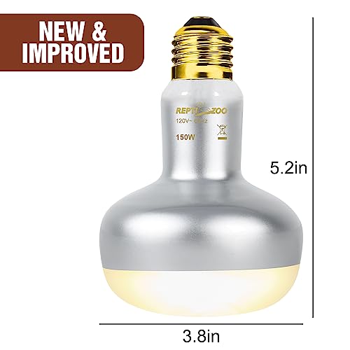 Image of REPTI ZOO 2 Pack Heat Lamp 150W, Intense Basking Spot Simulated Natural Sunlight Heating Lamp Bulb, Heat Emitter UVA Heat Lamp Bulb for Reptile Chickens Pet Brooder
