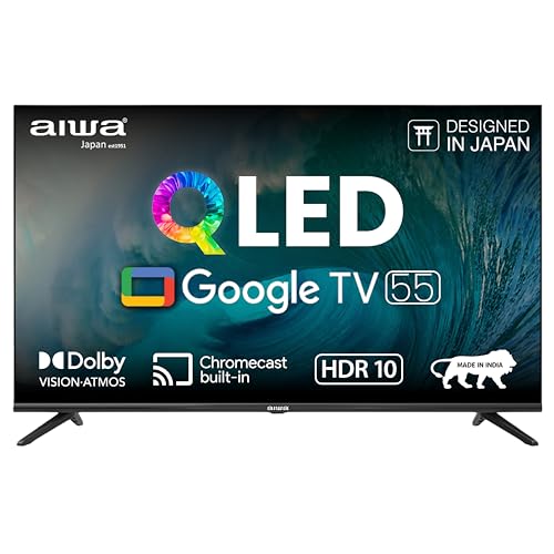 Aiwa 139 cm (55 inches) QLED Display 4K Ultra HD | Google TV | Smart TV | Dolby Vision | Magnifiq Series Bezel-Less | 2 GB RAM | 16 GB Storage | Dolby Atmos Audio | Signature Sound | AS55QUHDX3-GTV
