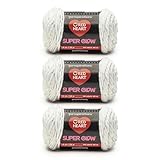 Red Heart Super Glow Lunar White Yarn - 3 Pack of 1.8oz/50g - 100% Polyester - #4 Worsted (Medium) - 50 Yards - Knitting/Crochet