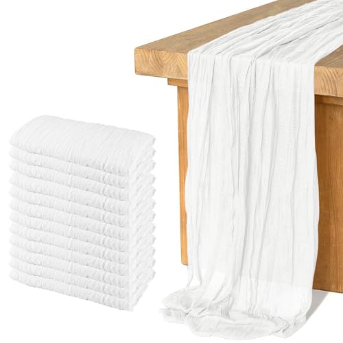 12 Pack Cheesecloth Table Runner, Runner Gauze Boho Wedding Decor