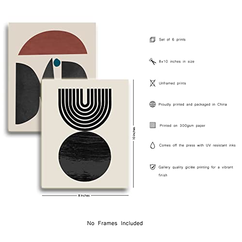 Black Boho Prints Line Artwork - Abstract Dark Pattern Wall Art Minimalist Bohemian Pictures Unframed 6 Pieces Sun Moon Poster 8X10 Inches Paintings For Bedroom Bathroom Kitchen Living Room Decoration #TOP4