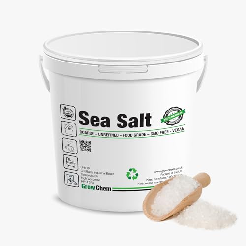 Natural Sea Salt, 1Kg Bucket, Pure Coarse Sea Salt Crystals, 100% Natural Salt, Gluten Free, Vegan and Kosher Certified Sea Salt for Cooking, Seasoning, Bath, Beauty and Salt Grinders