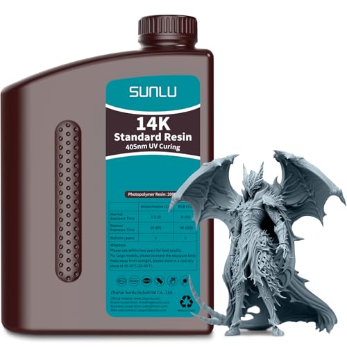 Image of SUNLU 14K Standard Resin 2kg, 3D Printing Resin for Detail Printing Miniatures, Fast Curing 405nm UV Photopolymer Resin, Smooth Matte Surface, 2000g Blue Grey