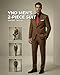 YND Men's 2 Piece Suit with Tie, One Button Slim Fit Solid Jacket and Pants Set, Suits for Men Prom Party Wedding & Business, Khaki