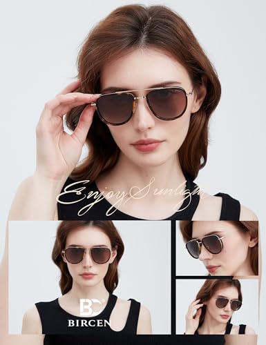 BIRCEN Acetate Polarized Sunglasses for Women: UV Protection Shades - Vintage Frame Aviator Sun Glasses for Vacation Beach2