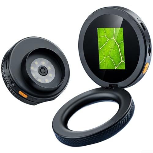 Lastdaytime Microscope numérique compact 2 MP avec zoom 500x et mécanisme pliable pour un rangement peu encombrant et un transport pratique