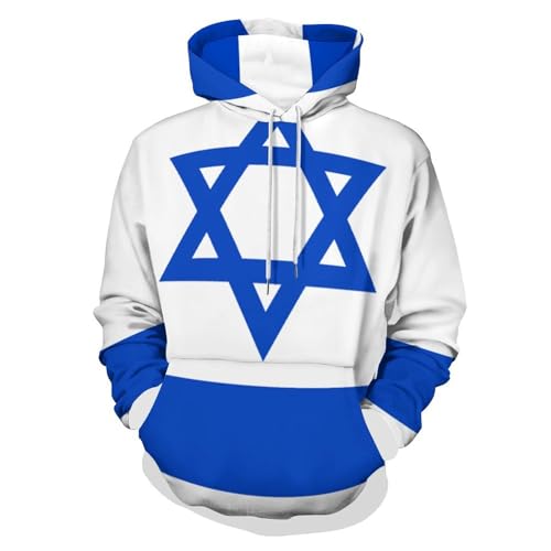 Hombre Sudadera Capucha RegularIsrael Disponible en Tallas Grandes AltasPara Hombres y Mujeres Capucha con Bolsillo Tipo Canguro,Azul,2XL