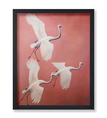 Monem Art White Crane Print - Flying Birds Poster -