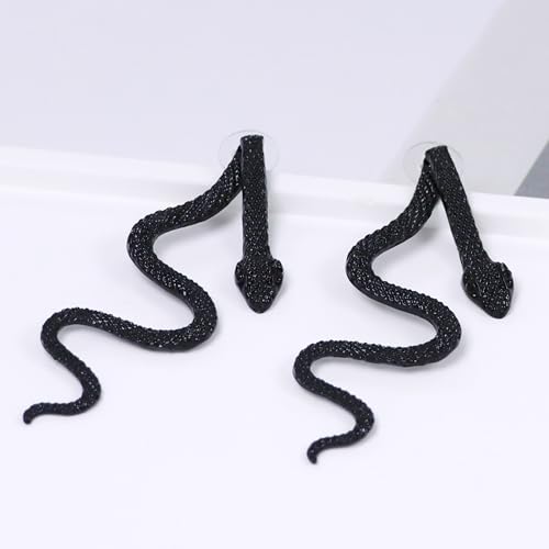Gothic Black Snake Earrings for Women, Halloween Vintage Black Punk Snake Earring Witch Goth Stud Jewelry Gift 6