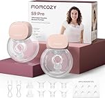 Momcozy S9 Pro Hands-Free Wearable Breast Pump, 2 Modes 9 Levels, Long Battery Life & LED Display, 24mm Portable Breastfeeding Pump, Pink, 2 Count