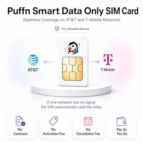 image for Spectrum Smart Puffin Smart 4G 5G LTE Data Only SIM Card - Reliable Co