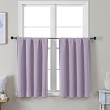 Simplebrand Ava Lilac Short 36 Inches Blackout Curtain 2 Panels Set, Half Window Rod Pocket Privacy Curtain Tiers for Kitchen, Curtains Blackout for Bathroom Shades, W40 x L36 Inch, Lilac