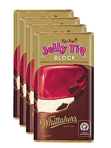 Whittaker's Jelly Tip Chocolate Block 250g (Pack of 4) （Made in New Zealand）