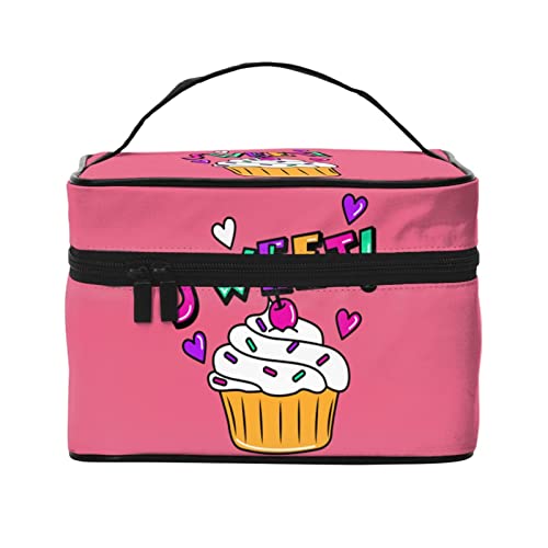 Trousse de Toilette colorée à Motif Cupcakes Rose pêche pour Femme, Organiseur de Maquillage, de Voyage et de cosmétiques