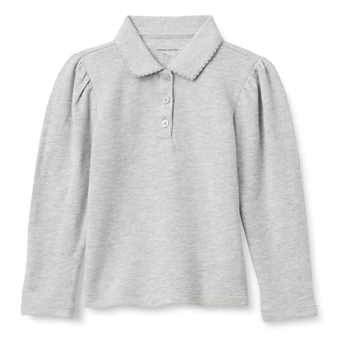 Amazon Essentials Toddler Girls Uniform Pique Long Sleeve Polo Shirt Light Grey Heather 2T