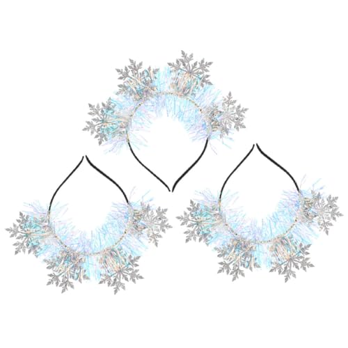 VINTORKY Conjunto de 3 Diademas Navideñas Copos de Nieve de Purpurina en Tela de Fieltro, Ligeras y Llamativas para Mujeres en Sesiones de Fotos