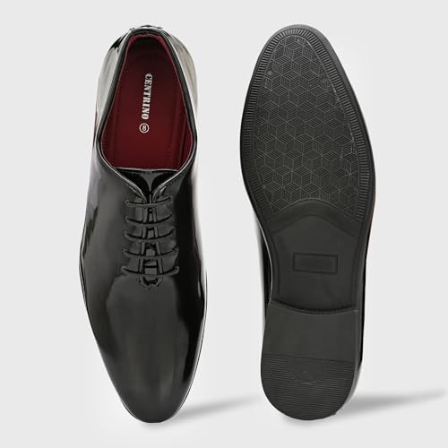 Image of Centrino Men's Glossy Formal Shoes |Lace-Up Design with Cushioned Insole for Comfort | Comfort, Style and Durability for Professional or Formal Wear |Craftsmanship for All-Day Elegance (9750)