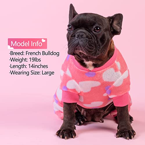 Kyeese Dog Pajamas Heart Pattern Soft Material Stretchable Dog Pajama Onesie Pet Pjs Soft Velvet For Small Dogs #TOP1
