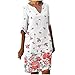 Robe d'été pour femme - Manches courtes - Tendance - Imprimé floral - Longueur genoux - Col en V - Robe de plage - Robe décontractée, A24 blanc, S