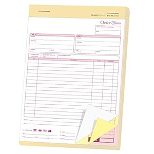 Carbonless NCR Order Forms, Bound Wraparound Cover, White/Canary & Pink, 50 Sets per Book. (8-1/2 x 11″ – 3 Part)
