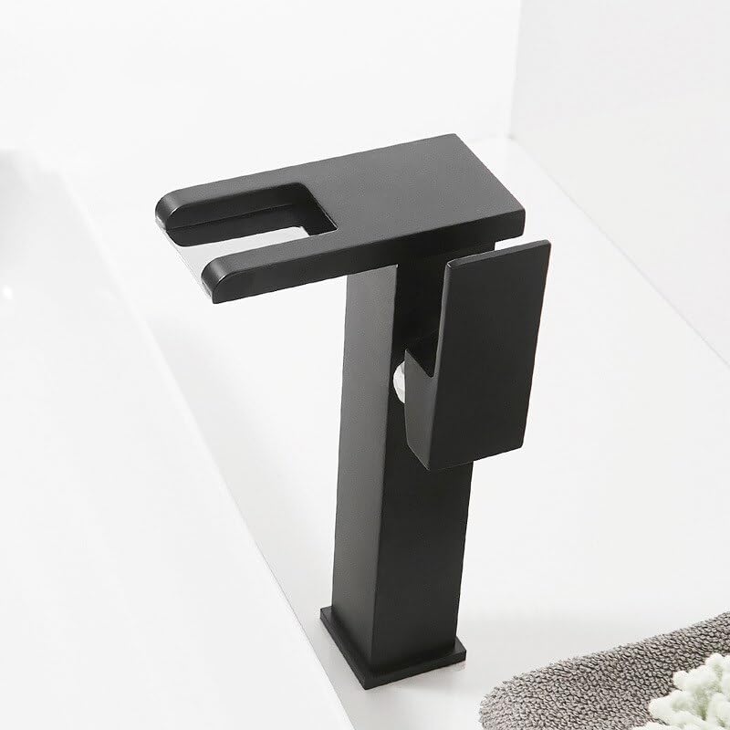Robinet de lavabo noir pour salle de bain familiale avec indicateur de température