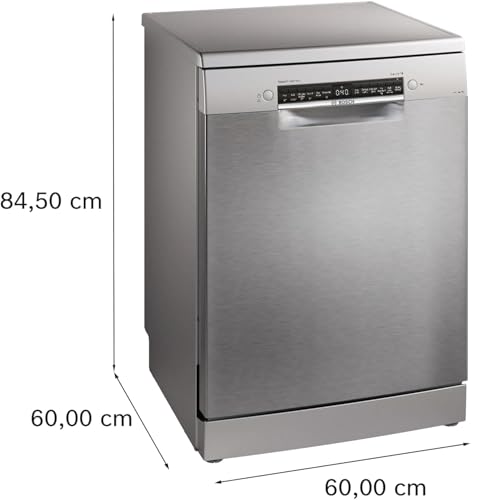 Image of Bosch 15 Place Setting (Fits up to 80 utensils) Free Standing Dishwasher for Indian Utensils | Intensive Kadhai Program for Pressure Cooker, Home Connect (SMS6HMI01I, Silver Inox, Inbuilt Heater)