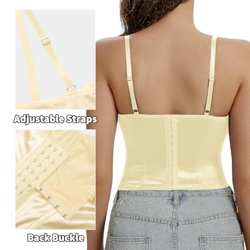 Image of Lace Corset Tops for Women Sexy Going Out Bustier Top Sleeveless Adjustable Straps Crop Tops with Back Hooks